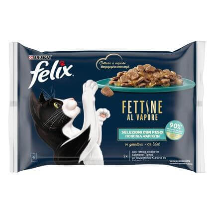 Τα FELIX® Deliciously Sliced ποικιλία ψαρικών σε ζελέ είναι τέλεια μαγειρεμένες φέτες στον ατμό, με υψηλή περιεκτικότητα σε π