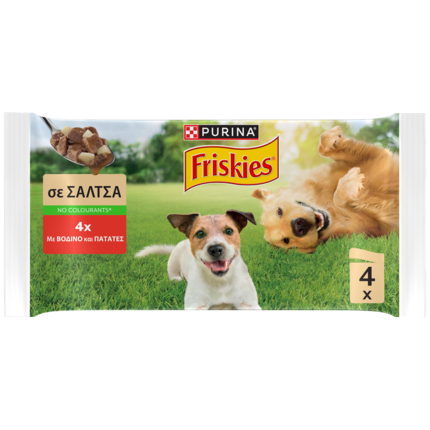 PURINA® FRISKIES® Adult Πολυσυσκευασία με Βοδινό και Πατάτες σε Σάλτσα