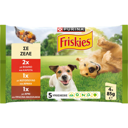 PURINA® FRISKIES® Adult με Βοδινό, Κοτόπουλο και Αρνί σε Ζελέ