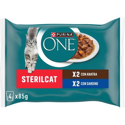 PURINA ONE STERILCAT Φιλετάκια σε σάλτσα με Πάπια και Καρότα & Σαρδέλες και Πράσινα Φασολάκια