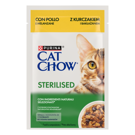 CAT CHOW STERILISED  Κοτόπουλο & Μελιτζάνες σε Σάλτσα