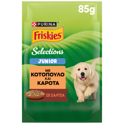 Friskies® JUNIOR με Κοτόπουλο και Καρότα σε Σάλτσα