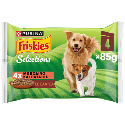 PURINA® FRISKIES® Adult Πολυσυσκευασία με Βοδινό και Πατάτες σε Σάλτσα