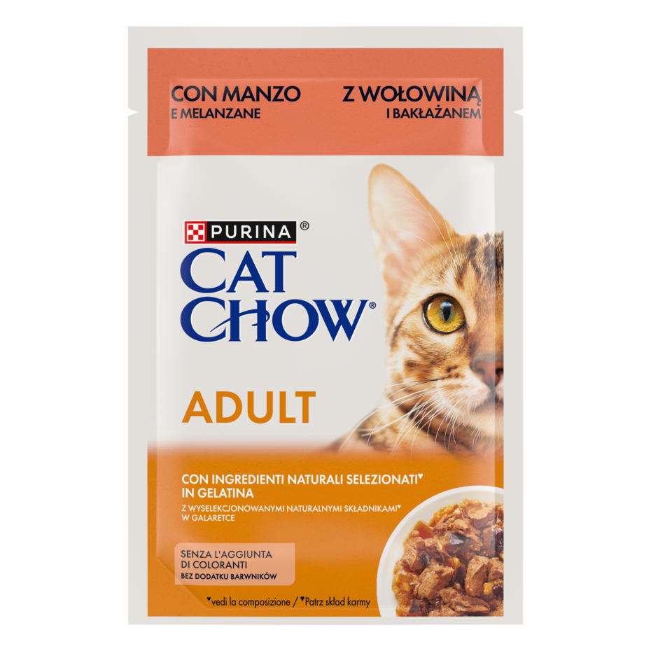 CAT CHOW ADULT Bοδινό & Μελιτζάνες σε Ζελέ