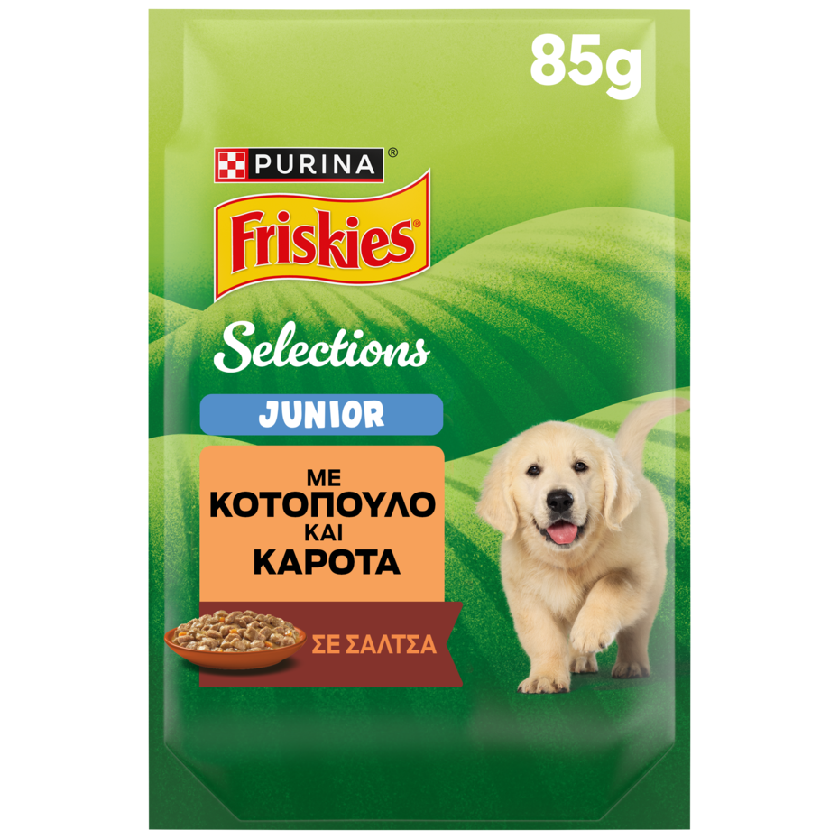 Friskies® JUNIOR με Κοτόπουλο και Καρότα σε Σάλτσα