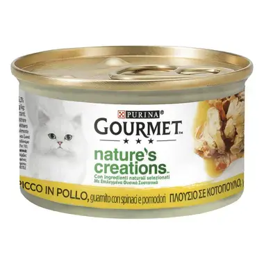 GOURMET® NATURE'S CREATIONS με Κοτόπουλο, γαρνιρισμένο με σπανάκι και ντομάτες