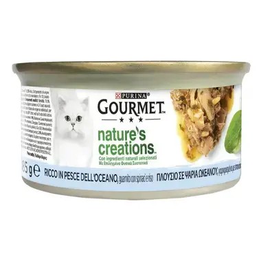 GOURMET® NATURE'S CREATIONS με Ψάρια Ωκεανού, γαρνιρισμένο με σπανάκι και ρύζι