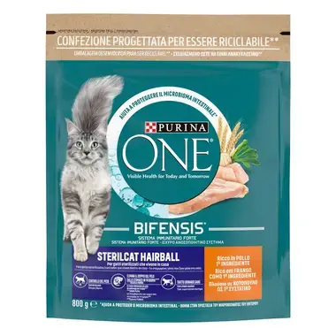 PURINA ONE® STERILCAT Hairball Κοτόπουλο και Δημητριακά Ολικής Άλεσης