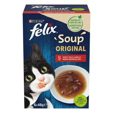 Η σειρά γευμάτων FELIX® Soup Original, πολυσυσκευασία με Βοδινό, Κοτόπουλο και Αρνί, είναι ακαταμάχητη και περιλαμβάνει συναρ