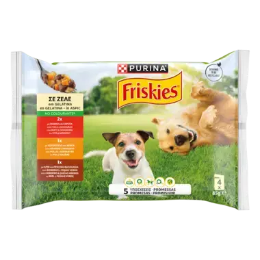 PURINA® FRISKIES® Adult με Βοδινό, Κοτόπουλο και Αρνί σε Ζελέ