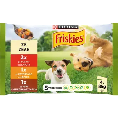 PURINA® FRISKIES® Adult με Βοδινό, Κοτόπουλο και Αρνί σε Ζελέ
