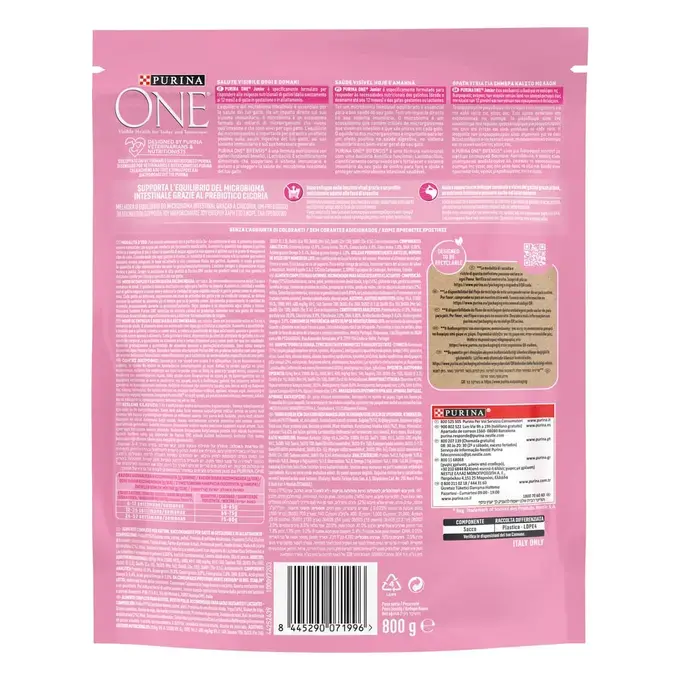 PURINA ONE® JUNIOR Κοτόπουλο & Δημητριακά Ολικής Άλεσης