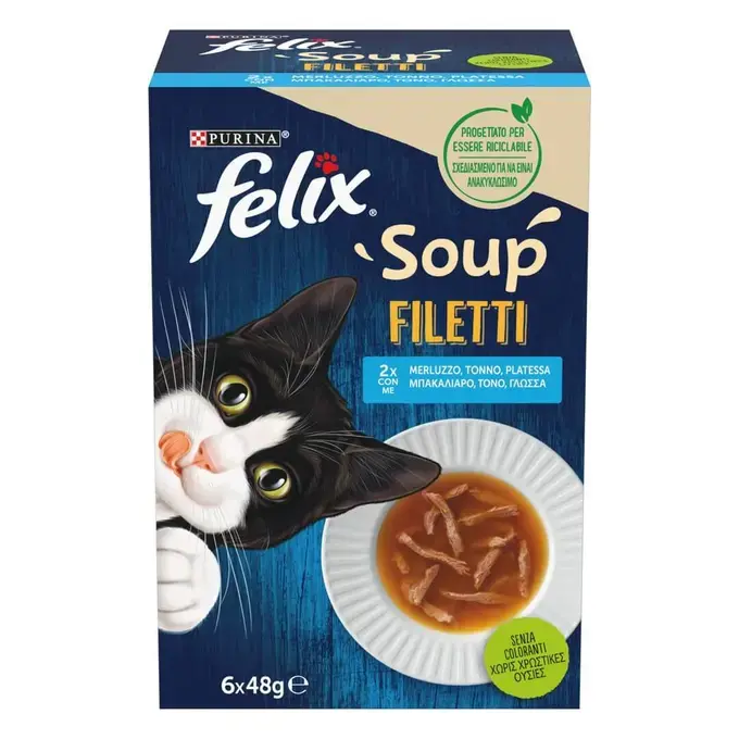 Η σειρά γευμάτων FELIX® Soup Fillet, πολυσυσκευασία με Μπακαλιάρο, Τόνο και Γλώσσα.