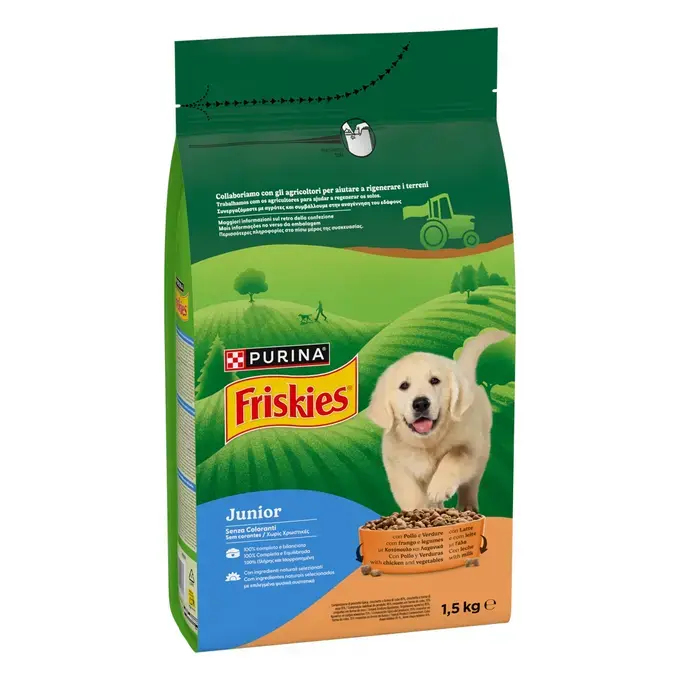 Friskies® Junior Κοτόπουλο, Πρόσθετο Γάλα & Λαχανικά