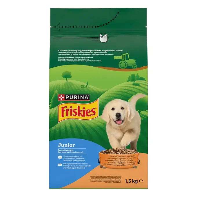 Friskies® Junior Κοτόπουλο, Πρόσθετο Γάλα & Λαχανικά