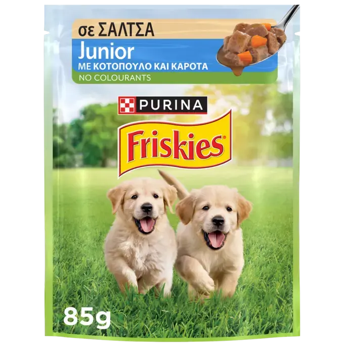 Friskies® JUNIOR με Κοτόπουλο και Καρότα σε Σάλτσα
