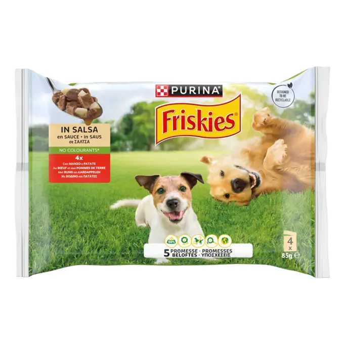 PURINA® FRISKIES® Adult Πολυσυσκευασία με Βοδινό και Πατάτες σε Σάλτσα