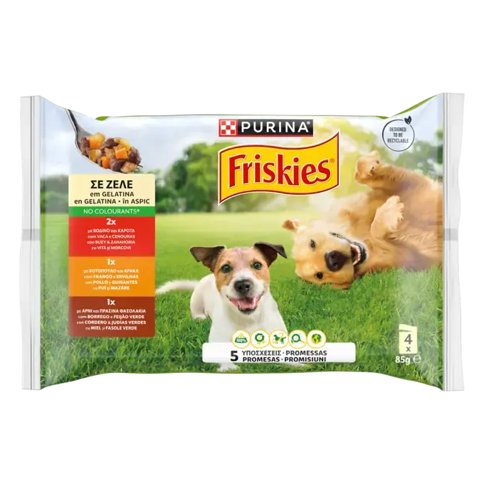 PURINA® FRISKIES® Adult με Βοδινό, Κοτόπουλο και Αρνί σε Ζελέ