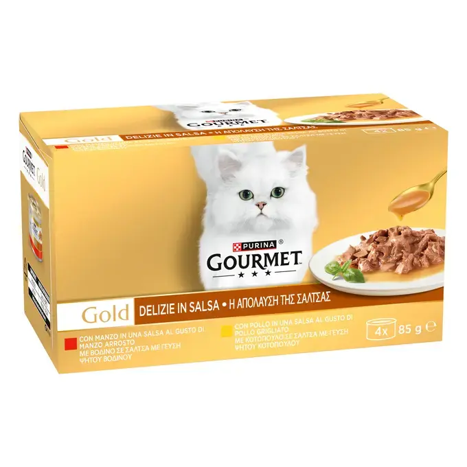 GOURMET™ Gold "Η Απόλαυση της Σάλτσας" με Βοδινό & Κοτόπουλο (Πολυσυσκευασία)