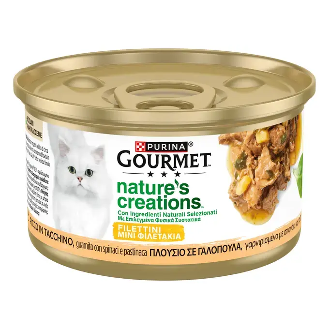 GOURMET™ NATURE'S CREATIONS με Γαλοπούλα, γαρνιρισμένο με άγριο καρότο και σπανάκι 