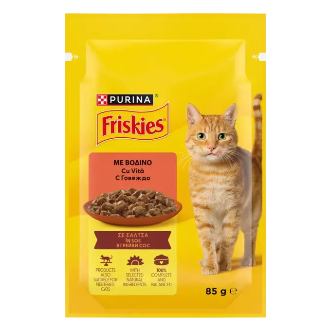 PURINA® FRISKIES®Βοδινό σε Σάλτσα