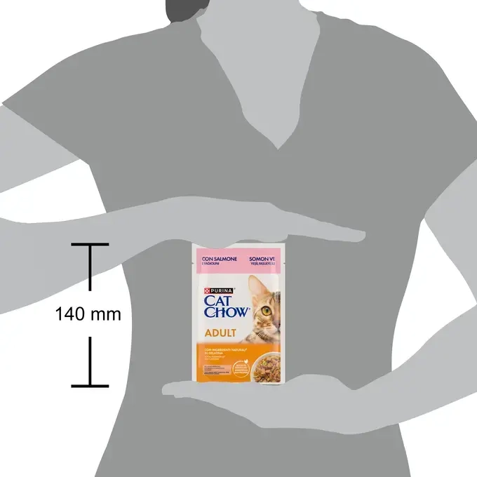 CAT CHOW ADULT Σολομό & Πράσινα Φασολάκια σε Ζελέ