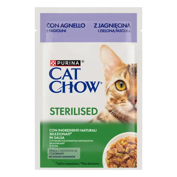 CAT CHOW STERILISED  Αρνί & Πράσινα Φασολάκια σε Σάλτσα