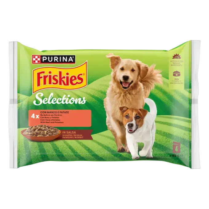 PURINA® FRISKIES® Adult Πολυσυσκευασία με Βοδινό και Πατάτες σε Σάλτσα